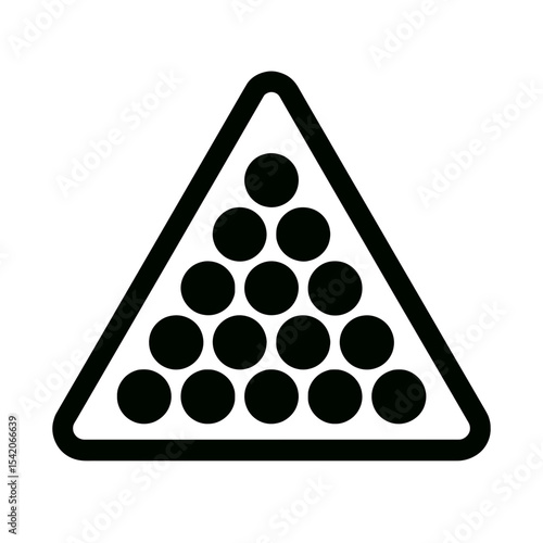 very simple flat and single minimalist Billiards Triangle Setup Silhouettes in black on a white background