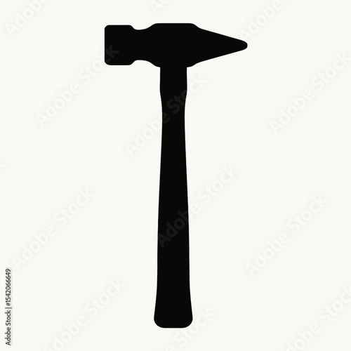 very simple flat and single minimalist Blacksmith CrossPeen Hammer Silhouettes in black on a white background