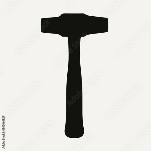 very simple flat and single minimalist Blacksmith CrossPeen Hammer Silhouettes in black on a white background