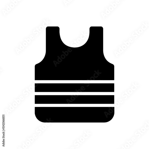 very simple flat and single minimalist Bulletproof Vest Silhouettes in black on a white background