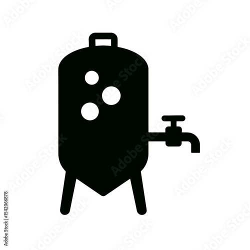 very simple flat and single minimalist Beer Fermentation Tank Silhouettes in black on a white background