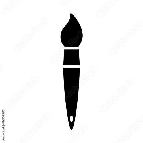 very simple flat and single minimalist Paint Brush Silhouettes in black on a white background