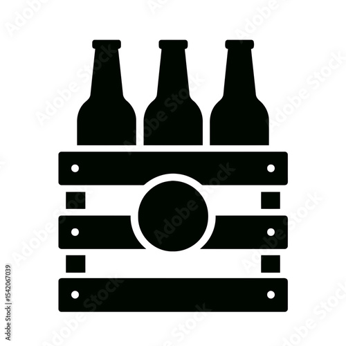 very simple flat and single minimalist Beer Case Silhouettes in black on a white background