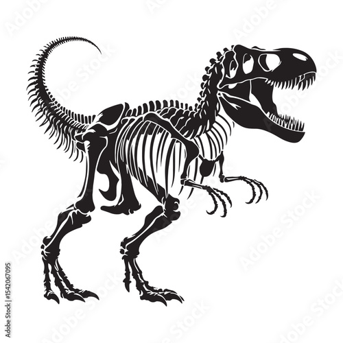 Powerful presence in bone – Tyrannosaurus rex skeleton silhouette defined through Tyrannosaurus rex skeleton vector – dinosaur skeleton silhouette

