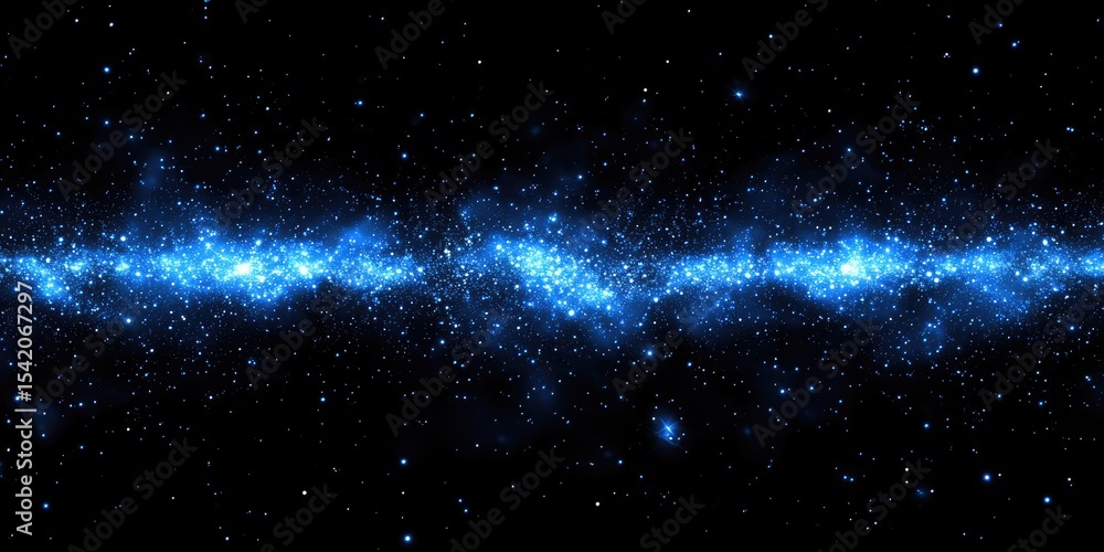 Fototapeta premium Vast expanse of space, glowing blue galaxy band