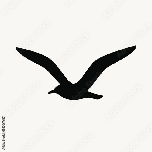very simple flat and single minimalist Seagul Silhouettes in black on a white background