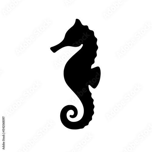 very simple flat and single minimalist Seahorse Silhouettes in black on a white background
