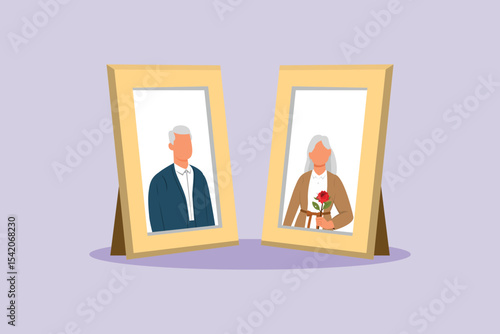 Seniors in Love Concept. Colored flat vector illustration isolated