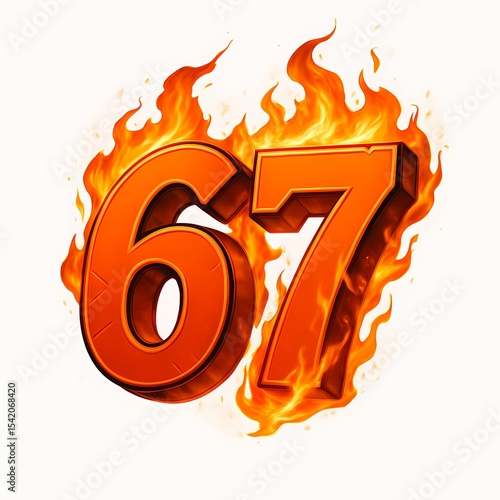 Number 67 with Flames