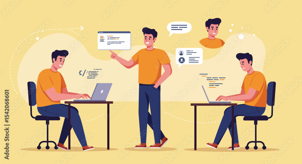 Programmer Character Set with Laptop and Code 4 Programmer Character Set with Laptop and Code 4