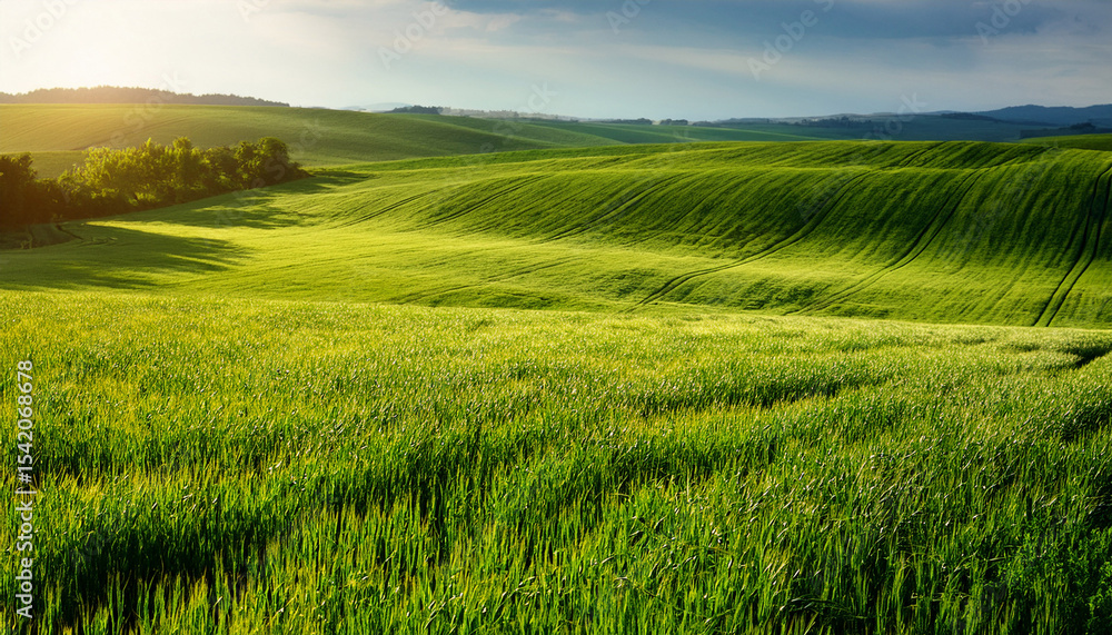 the field of young wheat background green grass the field of young wheat background green grass