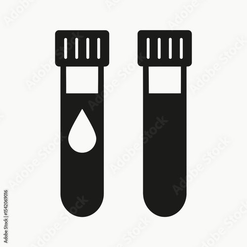 very simple flat and single minimalist Blood Donation Tubes Silhouettes in black on a white background