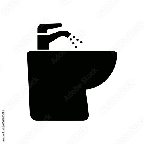 very simple flat and single minimalist Bidet Silhouettes in black on a white background