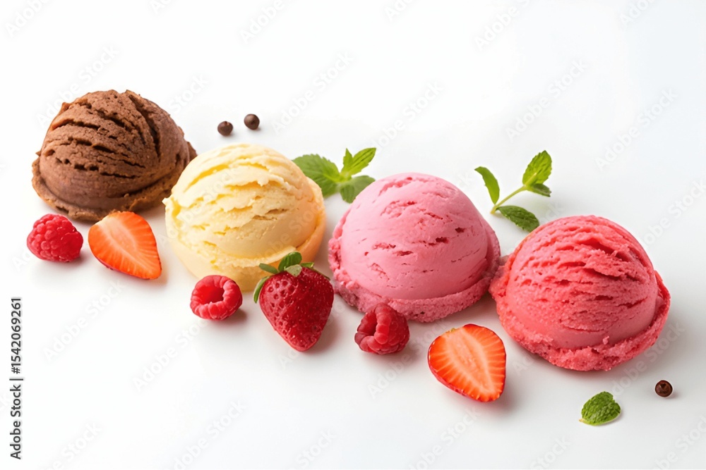 vanilla ice cream, set of ice-cream scoops , summer tropical ice-cream, vanilla ice cream, set of ice-cream scoops , summer tropical ice-cream,