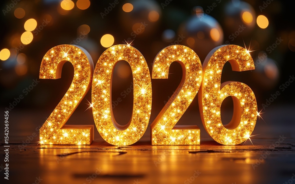 2026 Luminous Lettering on a Dark Background with Bokeh 2026 Luminous Lettering on a Dark Background with Bokeh