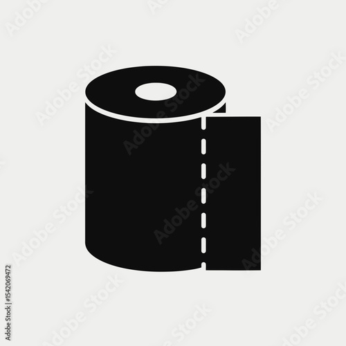 very simple flat and single minimalist Toilet Paper Silhouettes in black on a white background