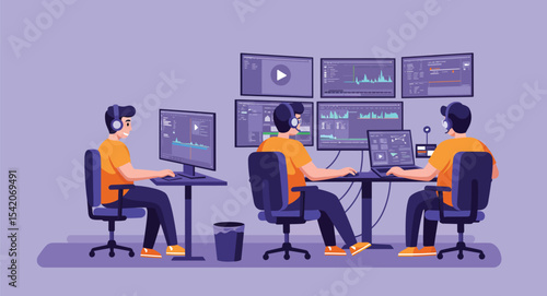 Video Editor Team Working on Multiple Screens 4