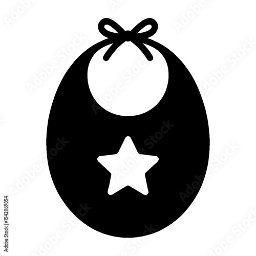 very simple flat and single minimalist Baby Bib Silhouettes in black on a white background