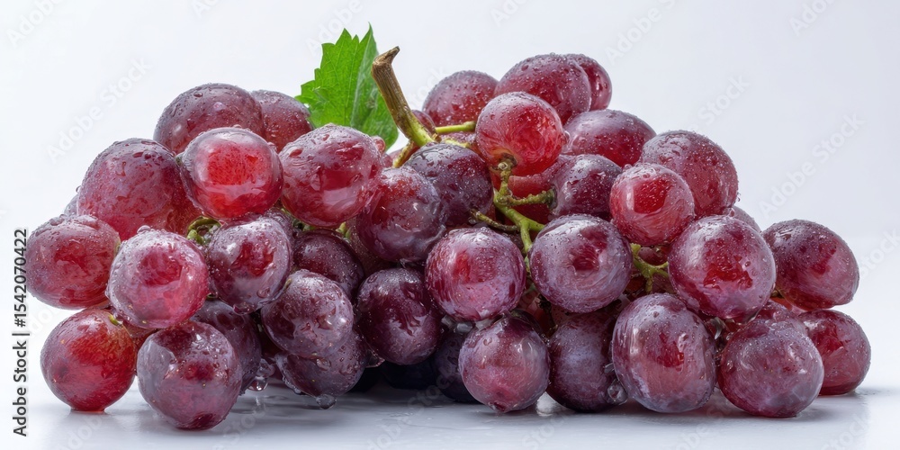 Obraz premium The vibrant cluster of juicy red grapes glistening with freshness.