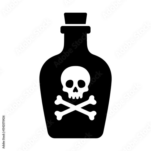 very simple flat and single minimalist Pirate Rum Silhouettes in black on a white background