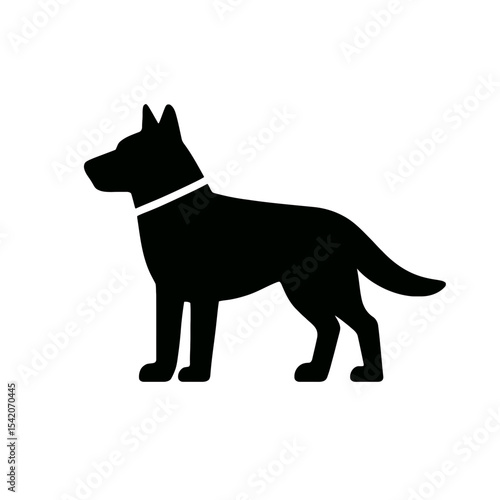 very simple flat and single minimalist Guard Dog Silhouettes in black on a white background