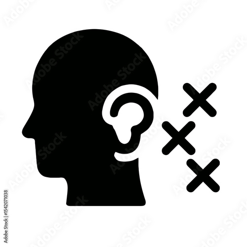 very simple flat and single minimalist Hearing Lost Silhouettes in black on a white background