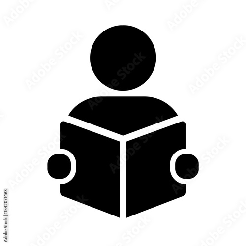 very simple flat and single minimalist Reading Silhouettes in black on a white background