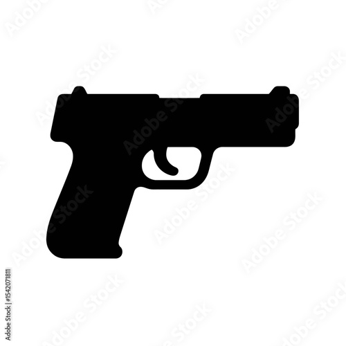 very simple flat and single minimalist Pistol Silhouettes in black on a white background