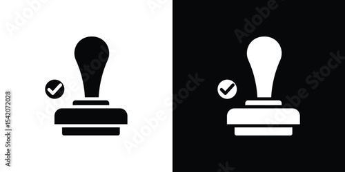 Approval stamp icon black silhouette for web, and mobile app
