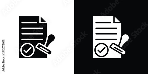 Approved document icon black silhouette for web, and mobile app