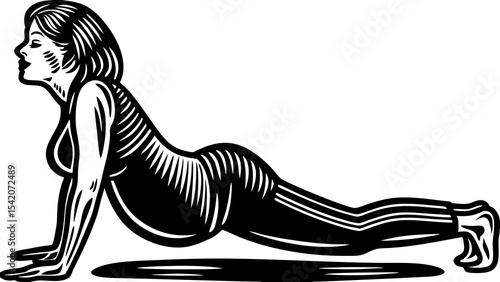 Dynamic vector illustration of a pregnant woman practicing yoga in a safe pose, ideal for wellness, prenatal health, and fitness projects
