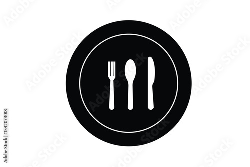 Tablespoon,Table knife,Fork And Plate Dinner Set Vector Illustration