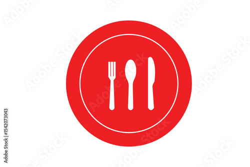 Tablespoon,Table knife,Fork And Plate Dinner Set Vector Illustration