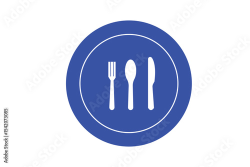 Tablespoon,Table knife,Fork And Plate Dinner Set Vector Illustration