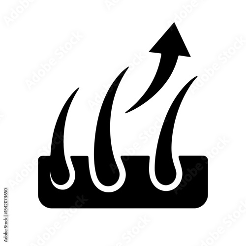 very simple flat and single minimalist Hair Growth Silhouettes in black on a white background