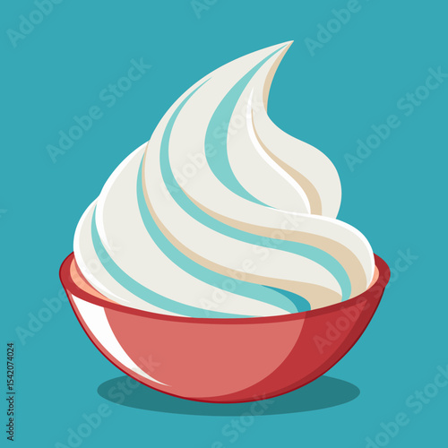 Delicious swirled frozen yogurt in red bowl