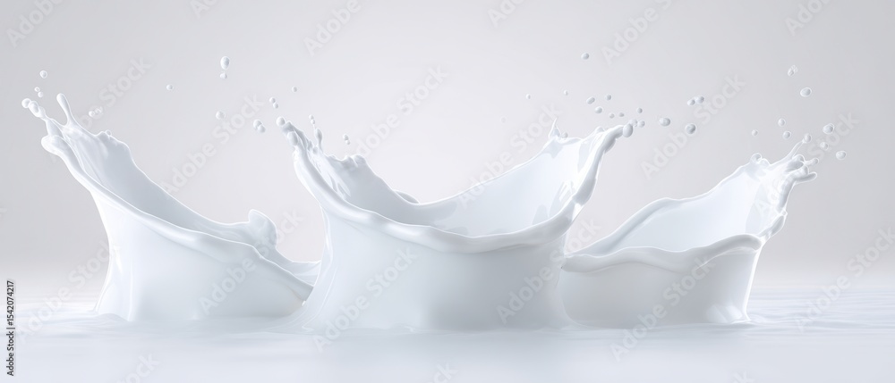 The mesmerizing splash of milk creating dynamic, fluid shapes in a serene backdrop. The mesmerizing splash of milk creating dynamic, fluid shapes in a serene backdrop.