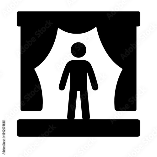 very simple flat and single minimalist Stage Silhouettes in black on a white background