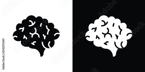 Brain icon black silhouette for web, and mobile app