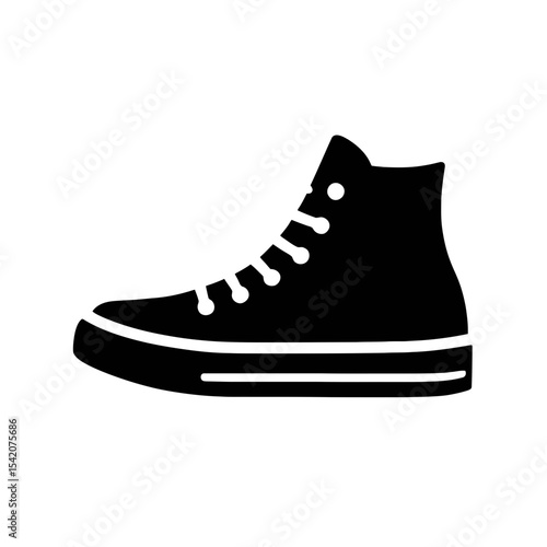 very simple flat and single minimalist Chucks Silhouettes in black on a white background