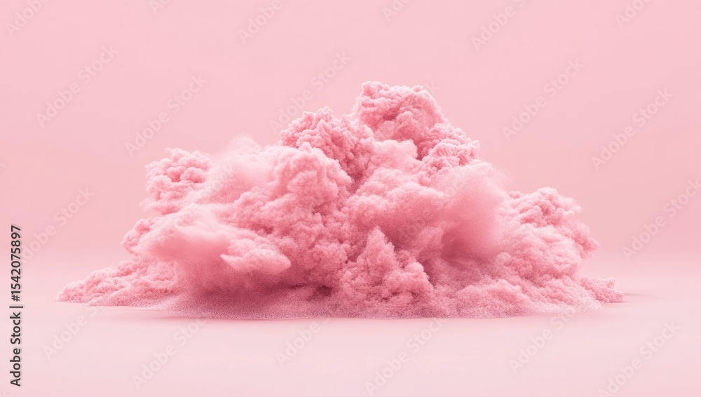 Pink cloud-like form against a pale pink background Pink cloud-like form against a pale pink background