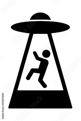 very simple flat and single minimalist Human Abduction Silhouettes in black on a white background