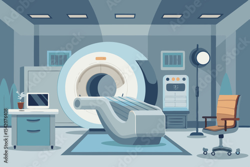 Modern mri room medical scan technology illustration