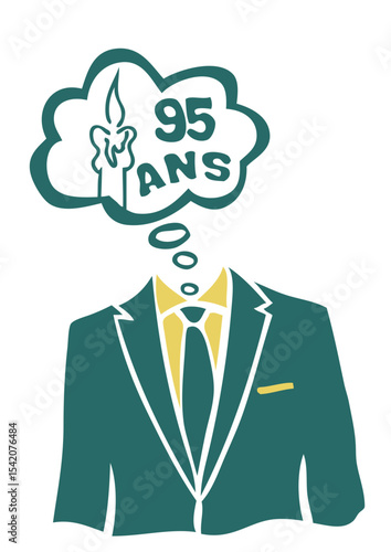 95 ans costume cravate anniversaire bulle bougie