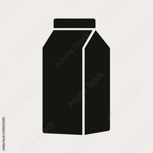 very simple flat and single minimalist Milk Carton Silhouettes in black on a white background