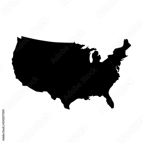 very simple flat and single minimalist United States Map Silhouettes in black on a white background
