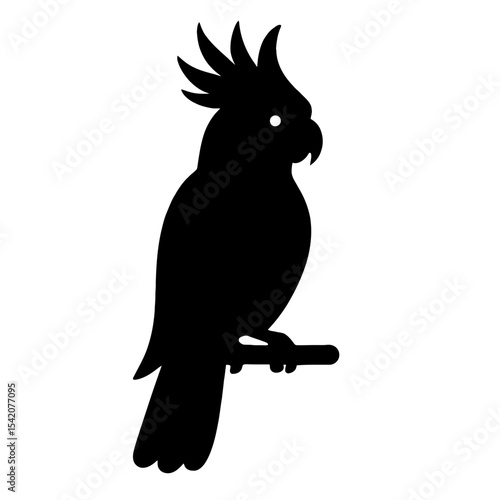 very simple flat and single minimalist Cockatoo Silhouettes in black on a white background