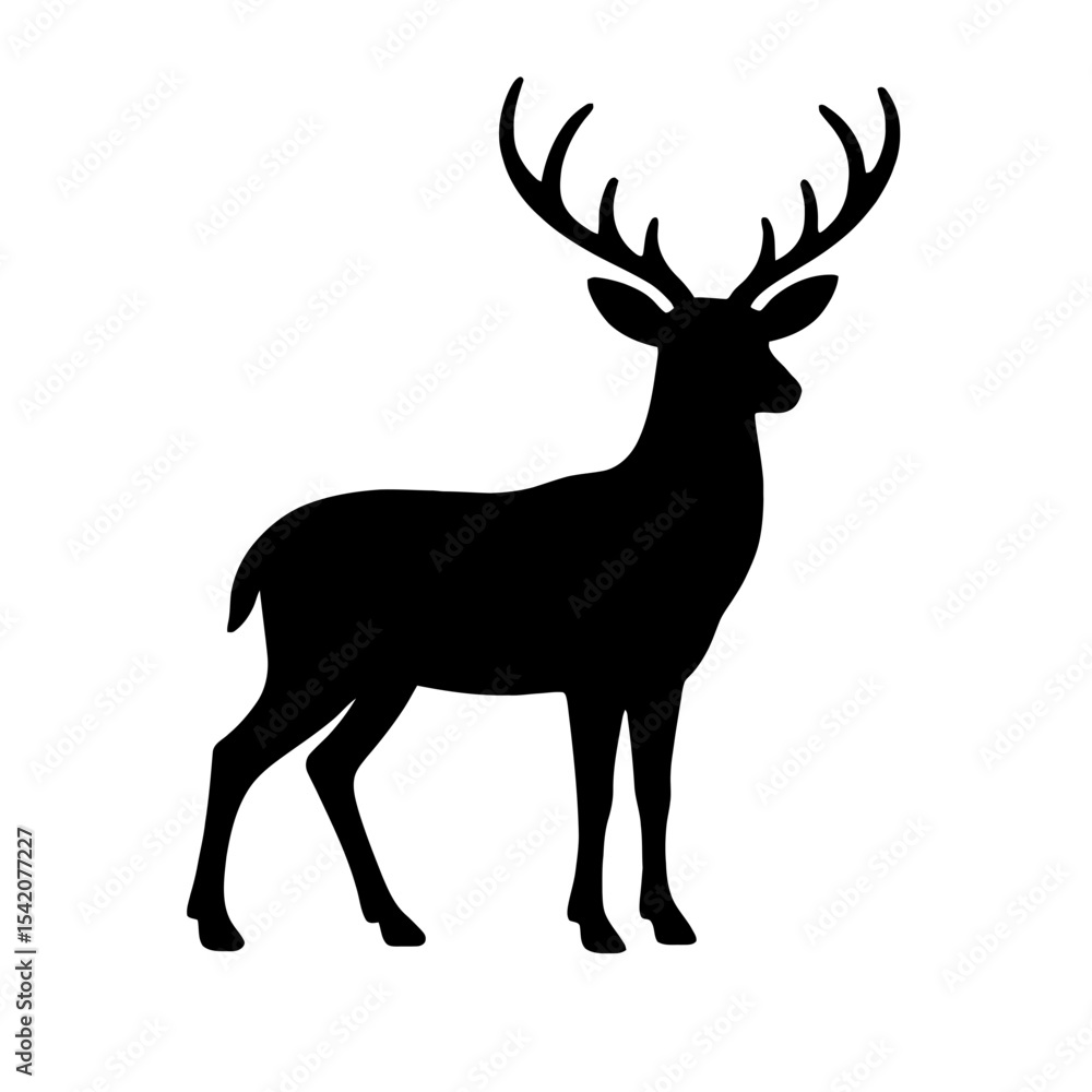 Naklejka premium very simple flat and single minimalist Deer Silhouettes in black on a white background