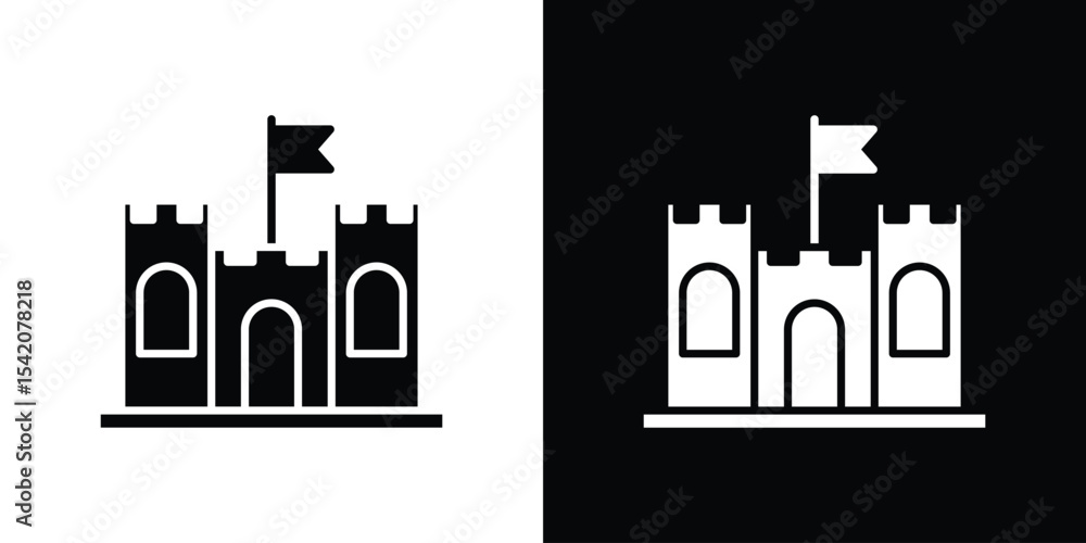 Obraz premium Castle icon black silhouette for web, and mobile app