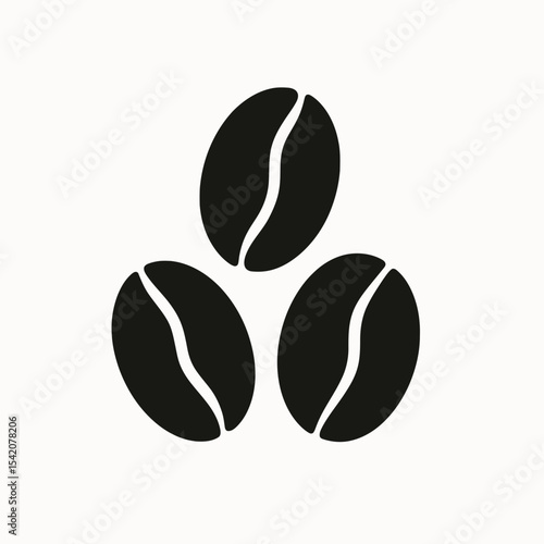 very simple flat and single minimalist Coffee Beans Silhouettes in black on a white background